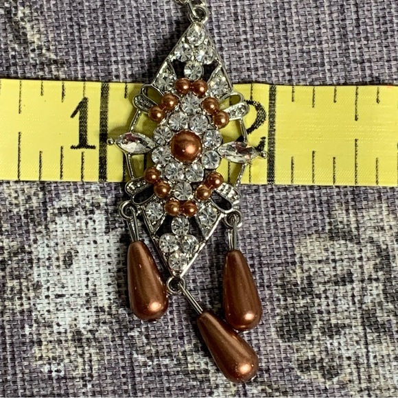 Costume Jewelry Pearl and Crystal Drop Boho Dress Earrings - Picture 10 of 11